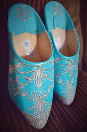 Beauitful bright blue shoes from Pakistan