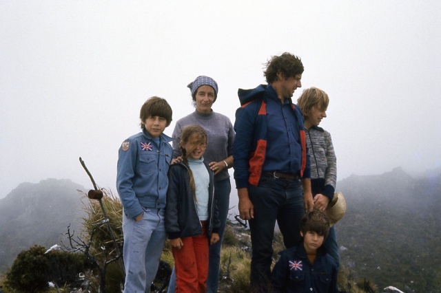 My family (plus one stranger, minus one brother) on the summit of Mount Apo, the Philippines 1977